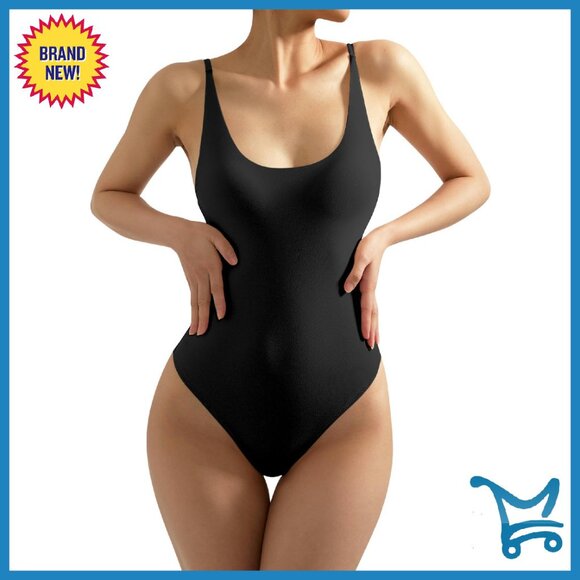Sexy Scoop Neck Thong Bodysuit Backless Cami Top Adjustable Straps
